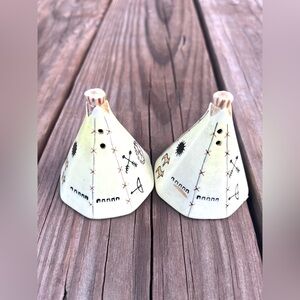 Native American Inspired TeePee Porcelain Salt and Pepper Shakers Collectible